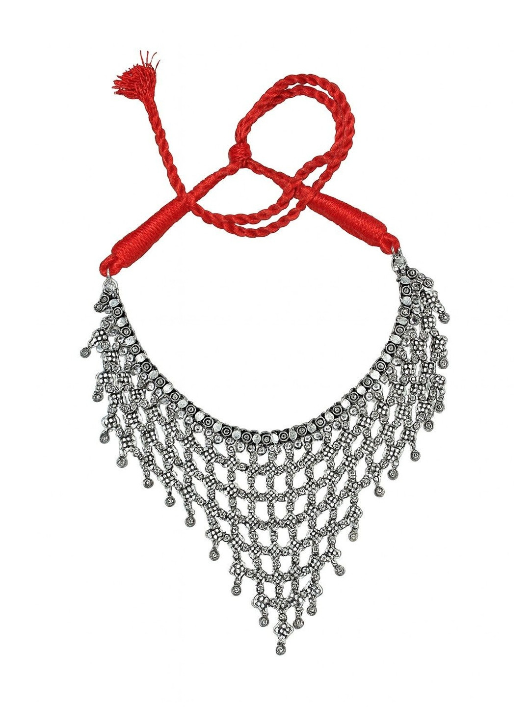 athizay Women Silver Pyramid Jhaalar Oxidised Necklace