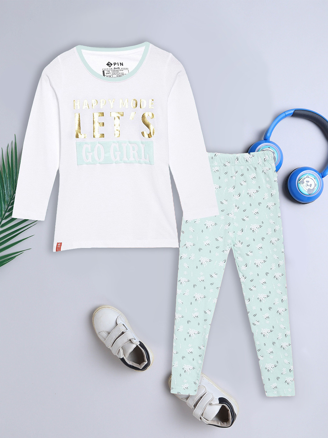 3PIN Girls Printed Long Sleeves Pure Cotton T-shirt With Leggings