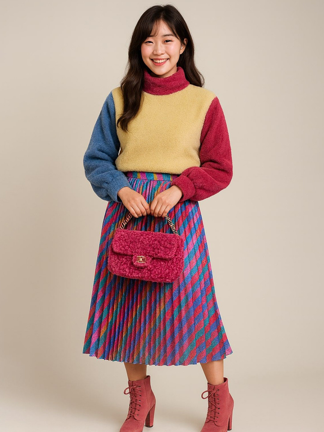 The Dry State Women Colourblocked Wing Collar Long Sleeves Sweater Vest Sweaters