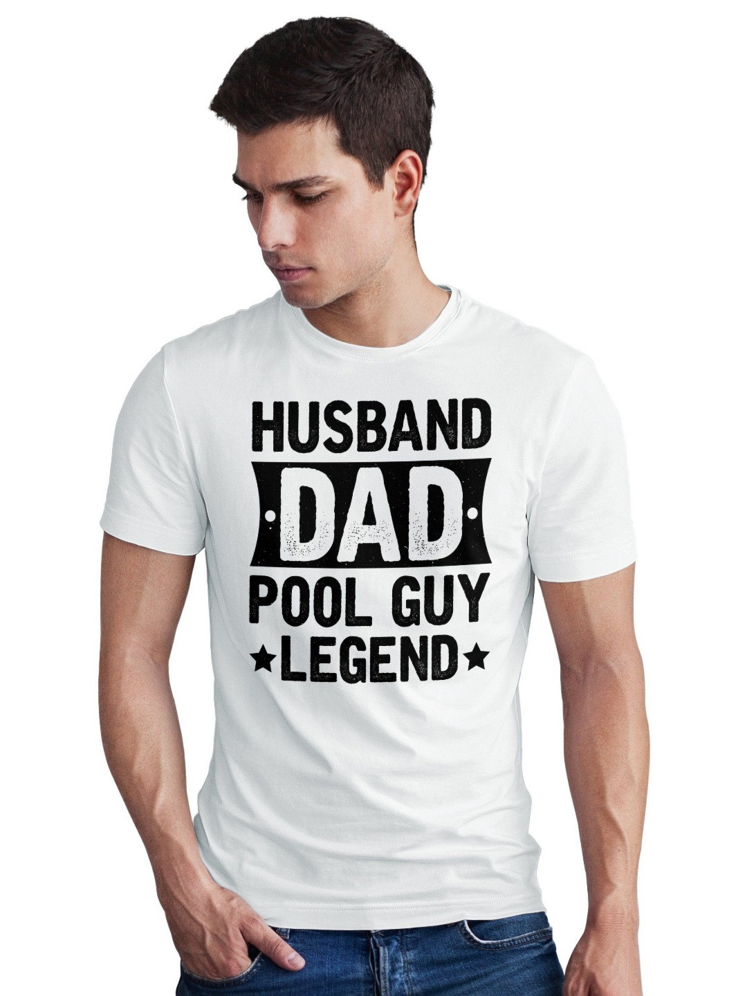 Seekbuylove Men Bio Finish Husband Dad Pool Guy Legend Round Neck Pure Cotton T-shirt