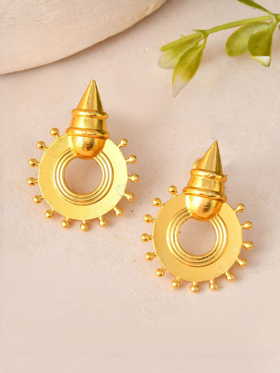 Jewels Nest Stainless Steel Gold-Plated Circular Shaped Studs