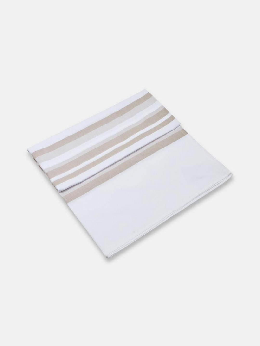 Fabindia Beige & White Striped 92 TC Cotton Single Bedsheet Set 1.5 m x 2.5 m