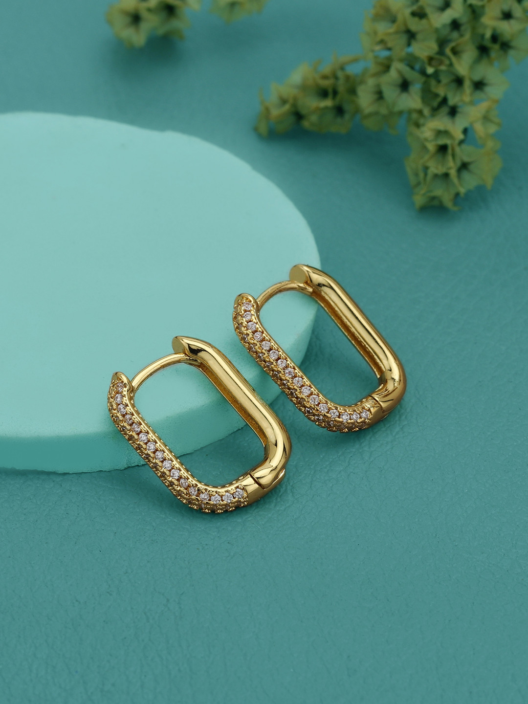 Carlton London Gold Plated CZ Mini Hoop Earring