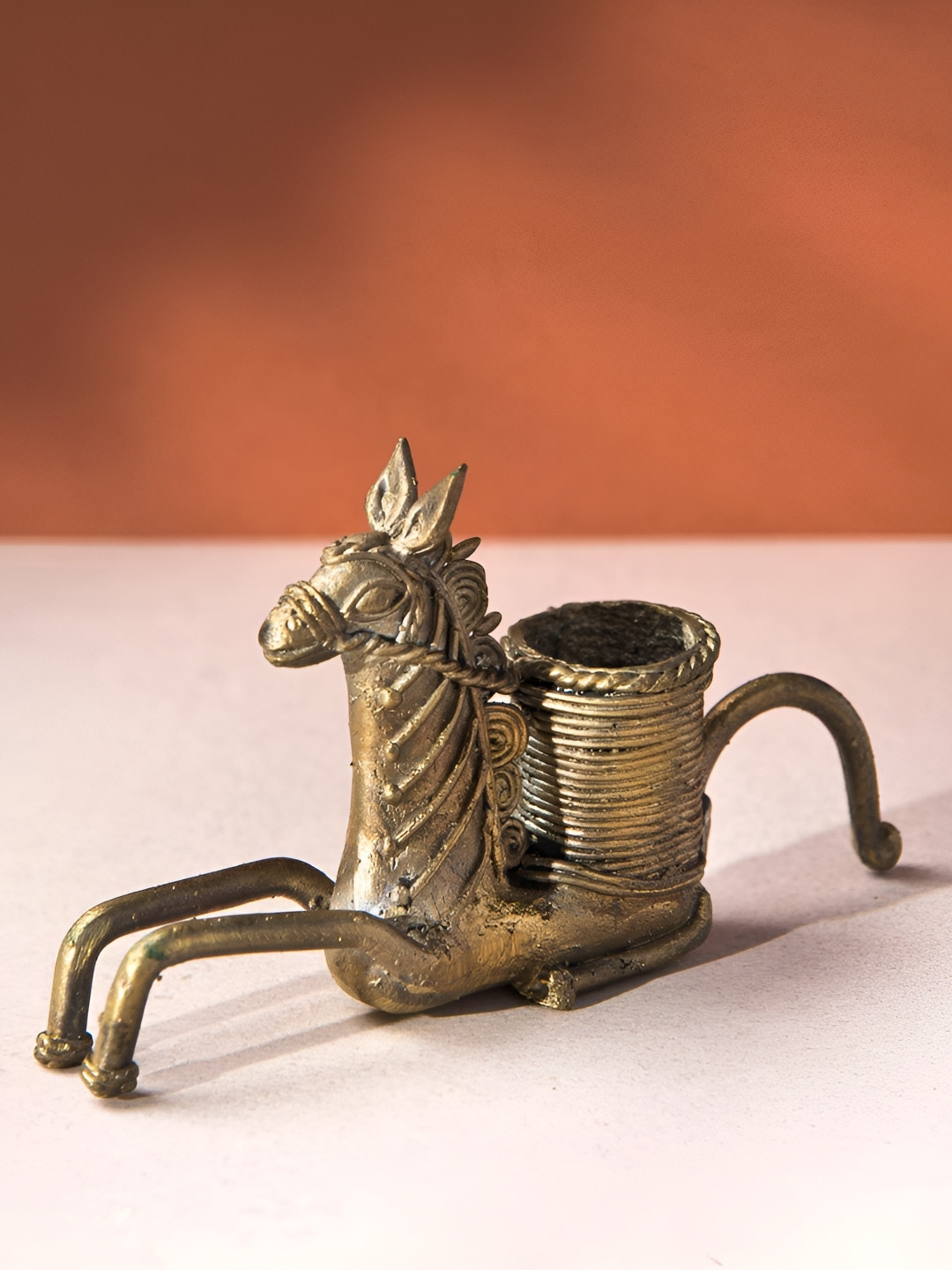 Fabindia Yatan Gold-Toned Horse Candle Holder
