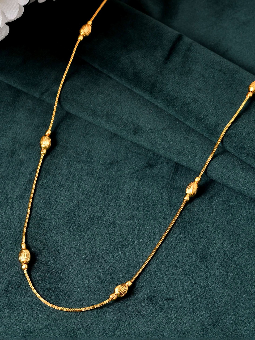 Jewels Nest Stainless Steel Gold-Plated Oval Bead Link Minimal Chain