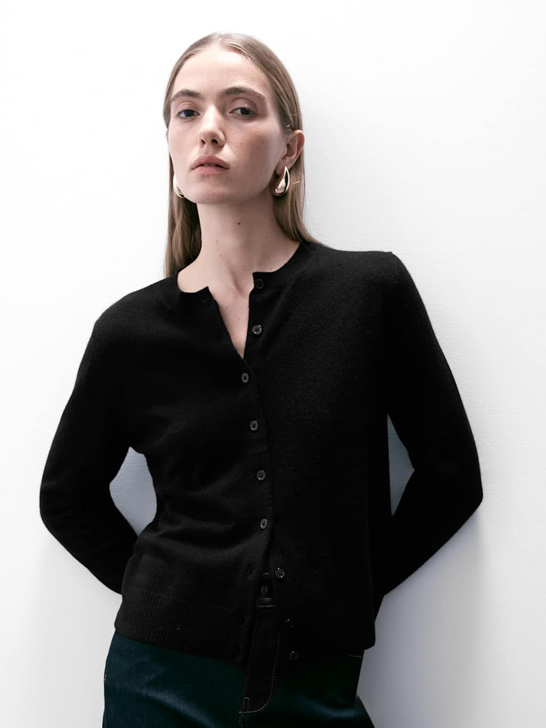 Marks & Spencer Women Solid Round Neck Cashmere Cardigan