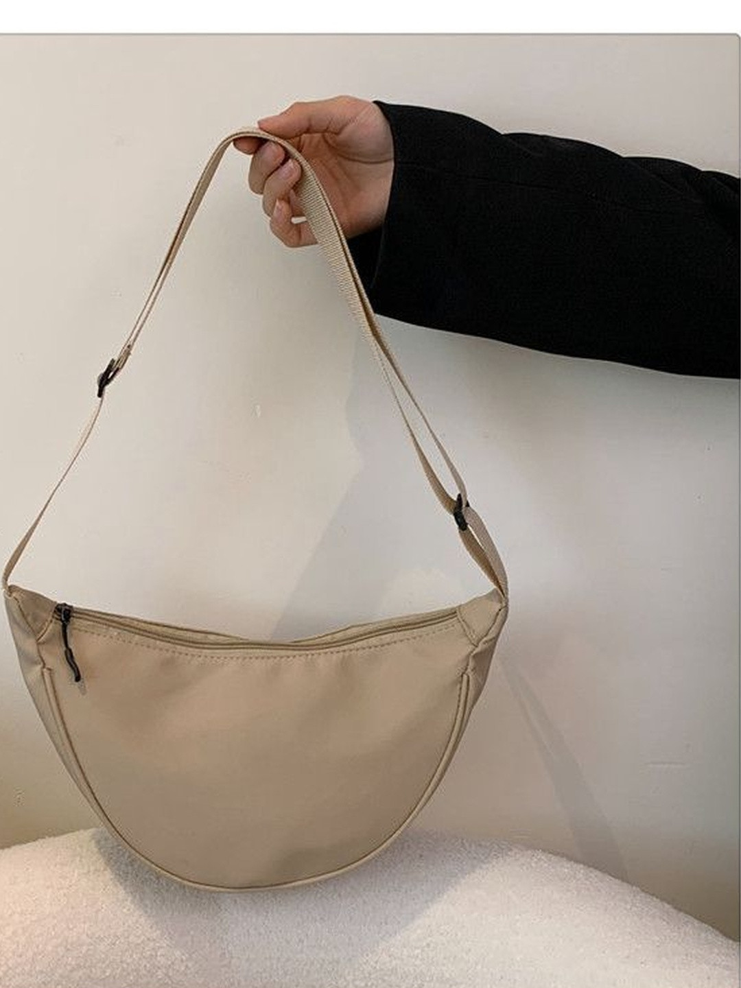 CORSICA Beige PU Half Moon Handheld Handbags