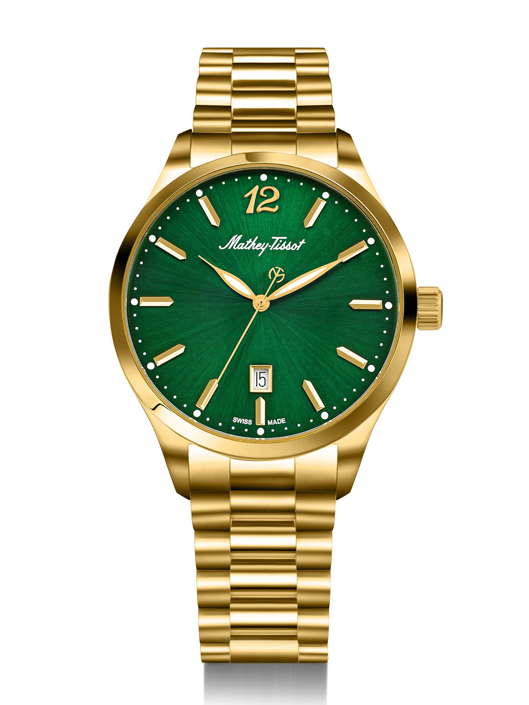 Mathey-Tissot Men Swiss Made Urban Metal Quartz Green Dial Watch - H411MPV