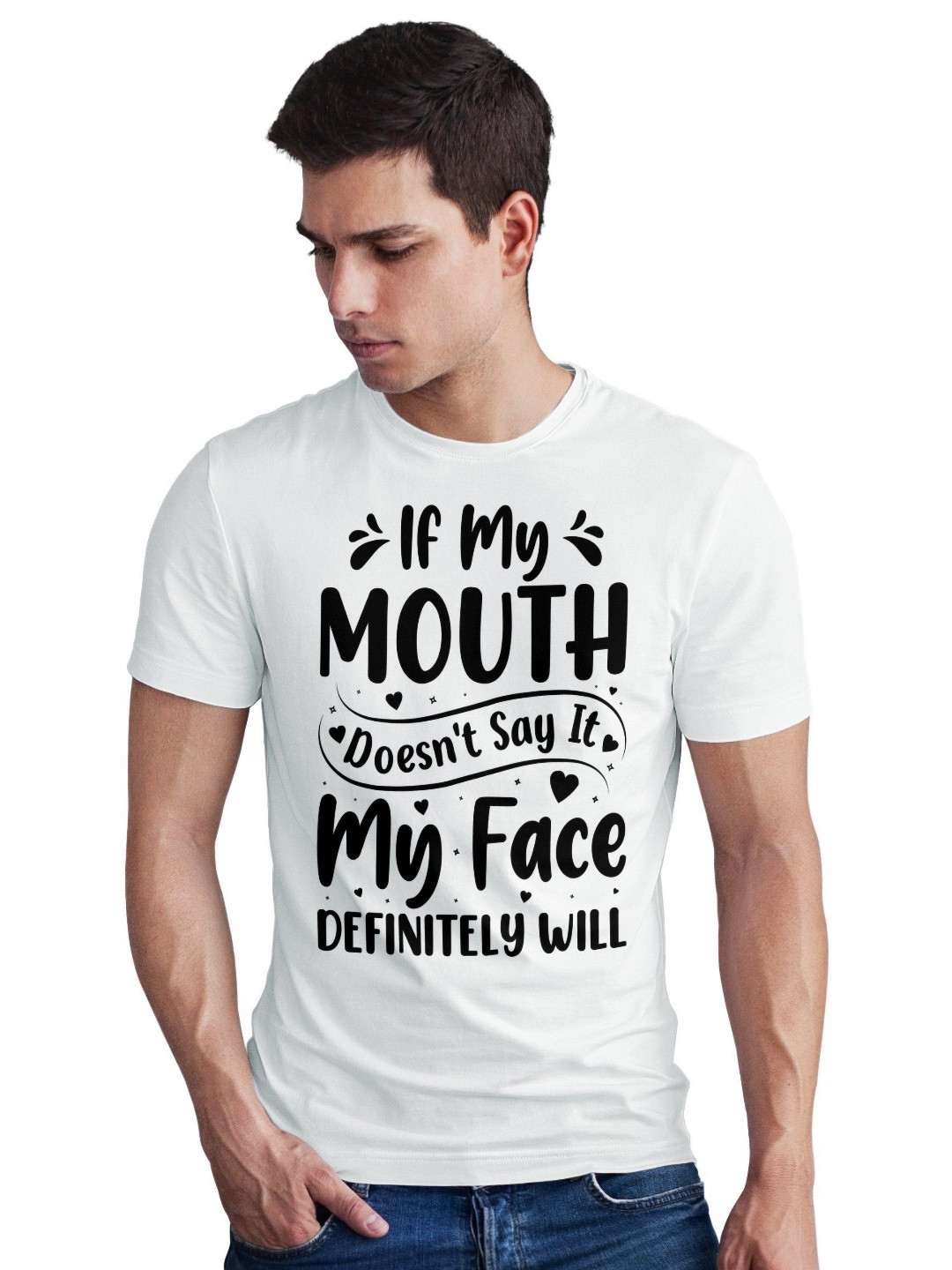 Seekbuylove Men Bio Finish If My Mouth Round Neck Pure Cotton T-shirt