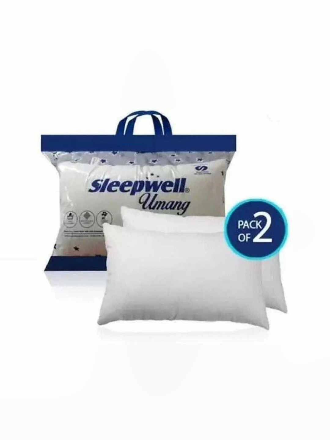 Sleepwell White 2 Pieces Fibre Filled Microfibre Rectangle Comfort & Support Sleep Pillows