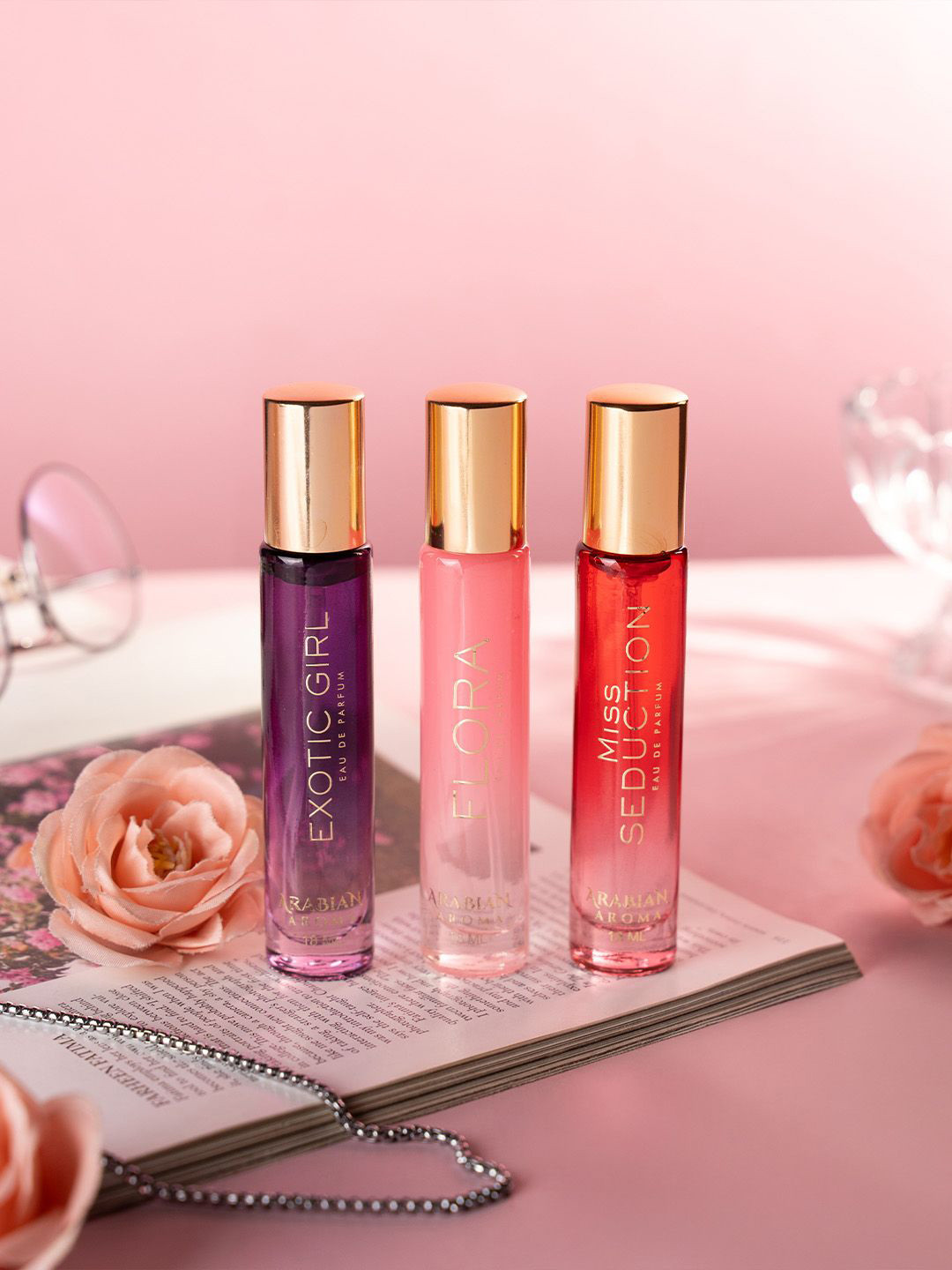 Arabian Aroma Women Set Of 3 Exotic Girl, Flora & Miss Seduction Eau de Parfum -18 ml Each