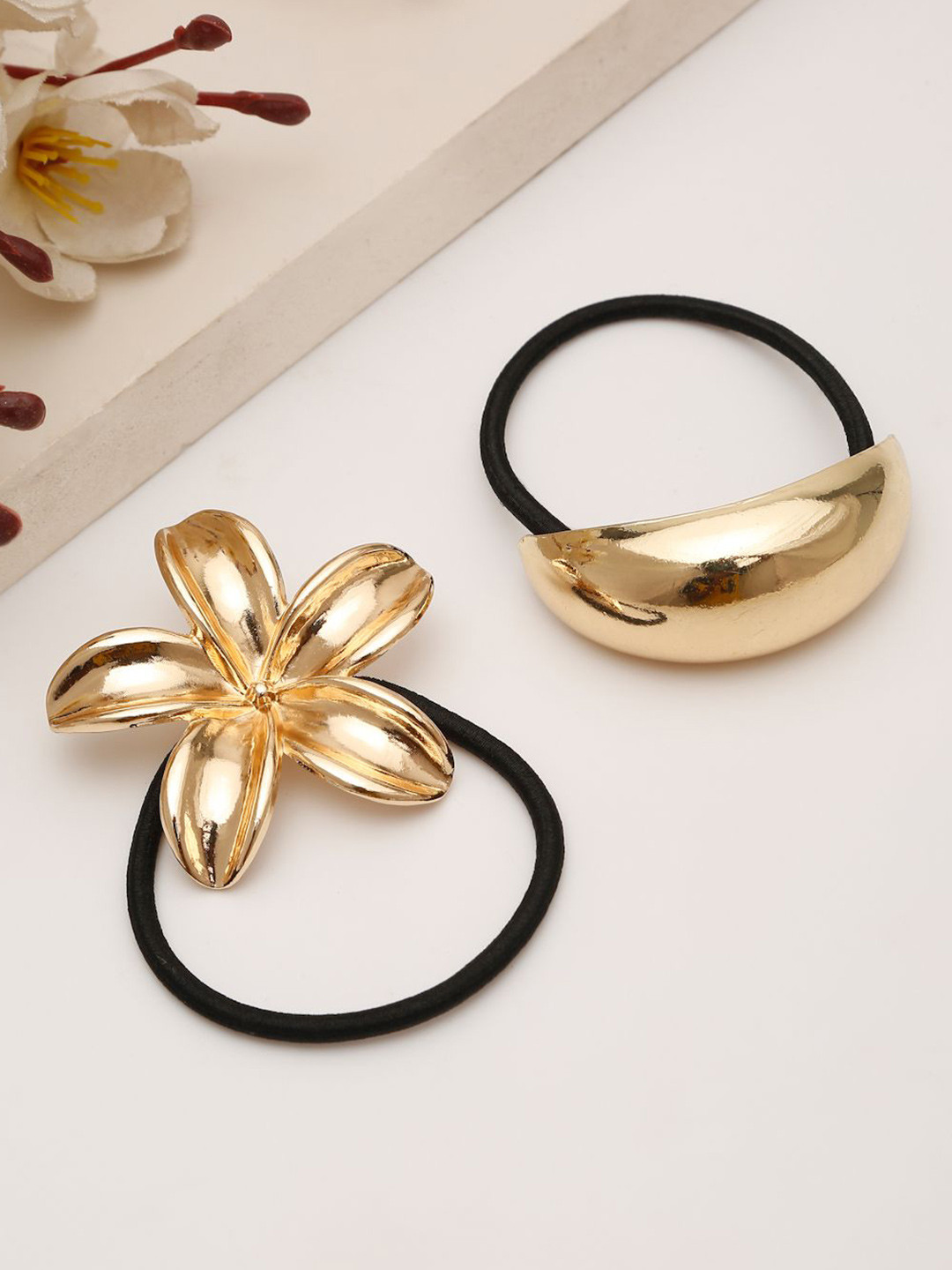 Stoln Women Set of 2 Flower shaped Western Ponytail Holders