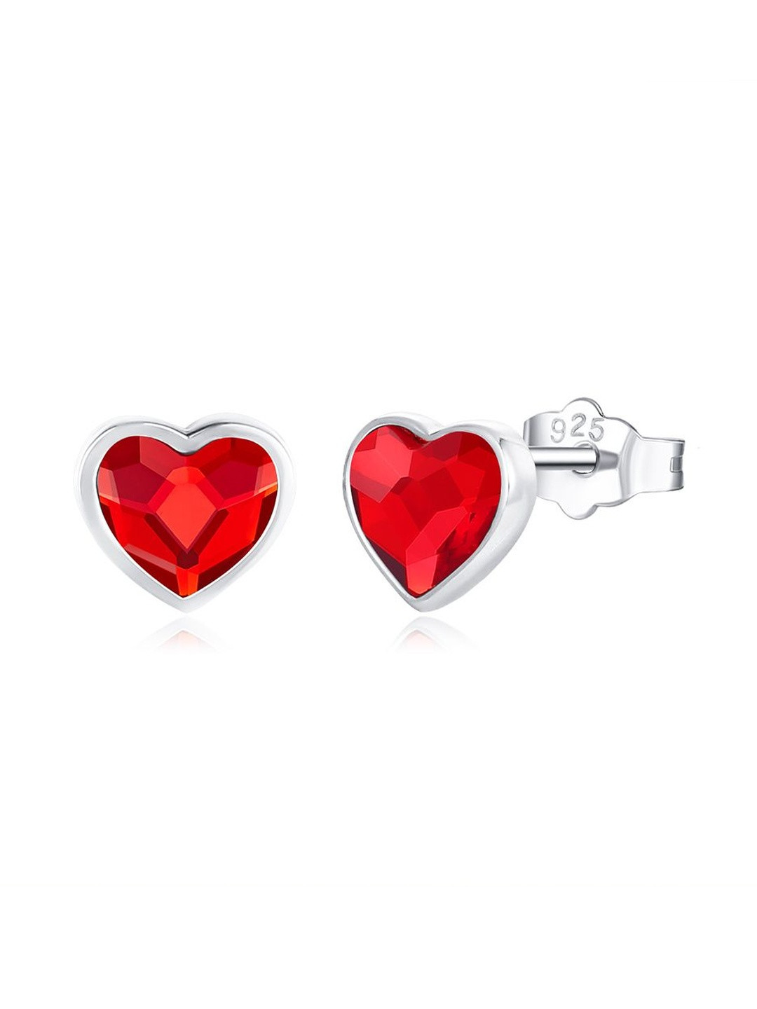 MYSTICFLAVIA Red Heart Crystal Exquisite Silver Earrings