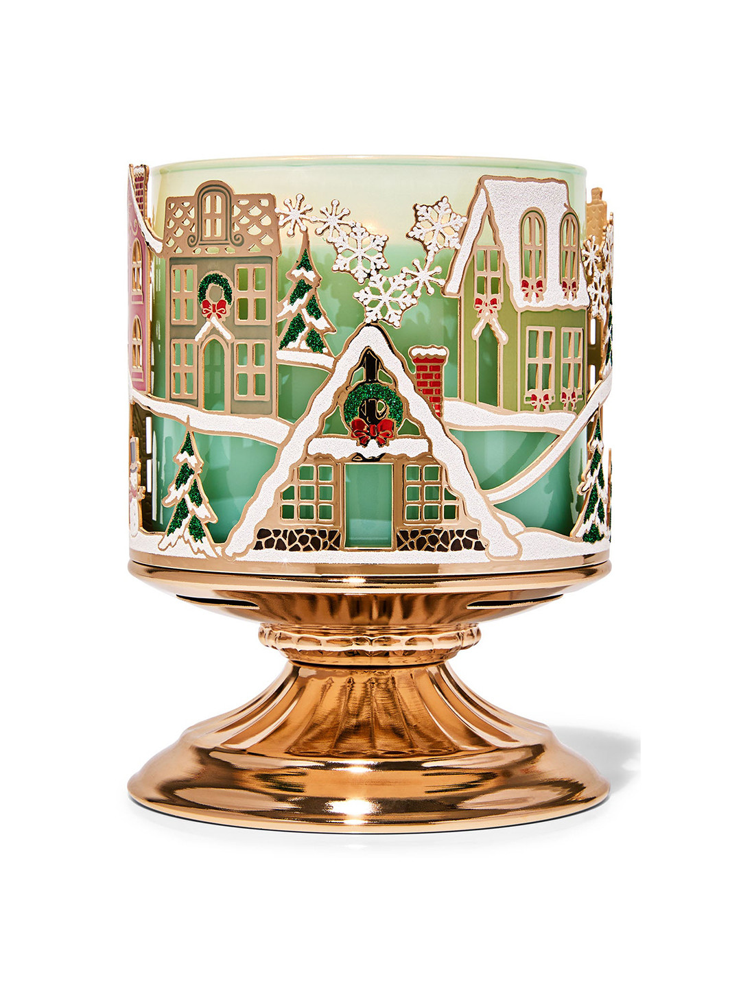 Bath & Body Works Village Scene 3-Wick Candle Holder