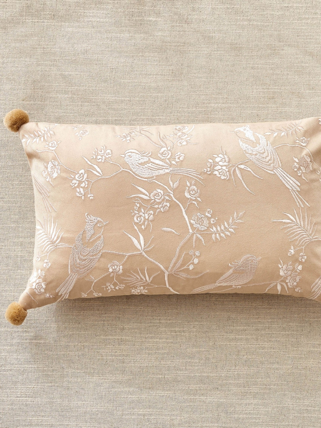 Home Centre Oriental Alder Mocha Beige Embroidered Pre-Filled Rectangular Cushions