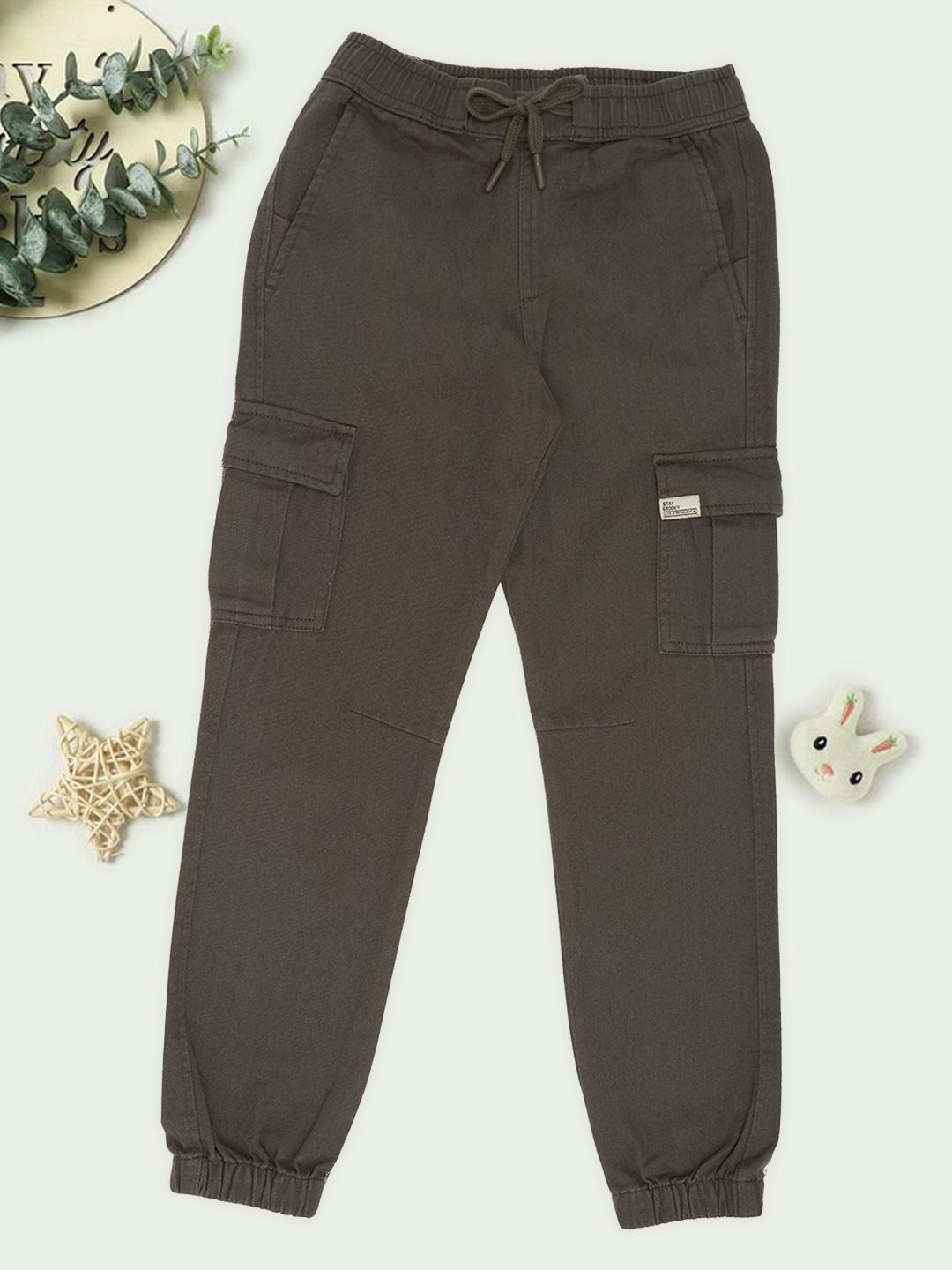 Pantaloons Junior Boys Solid Regular Fit Drawstring Cargo Joggers