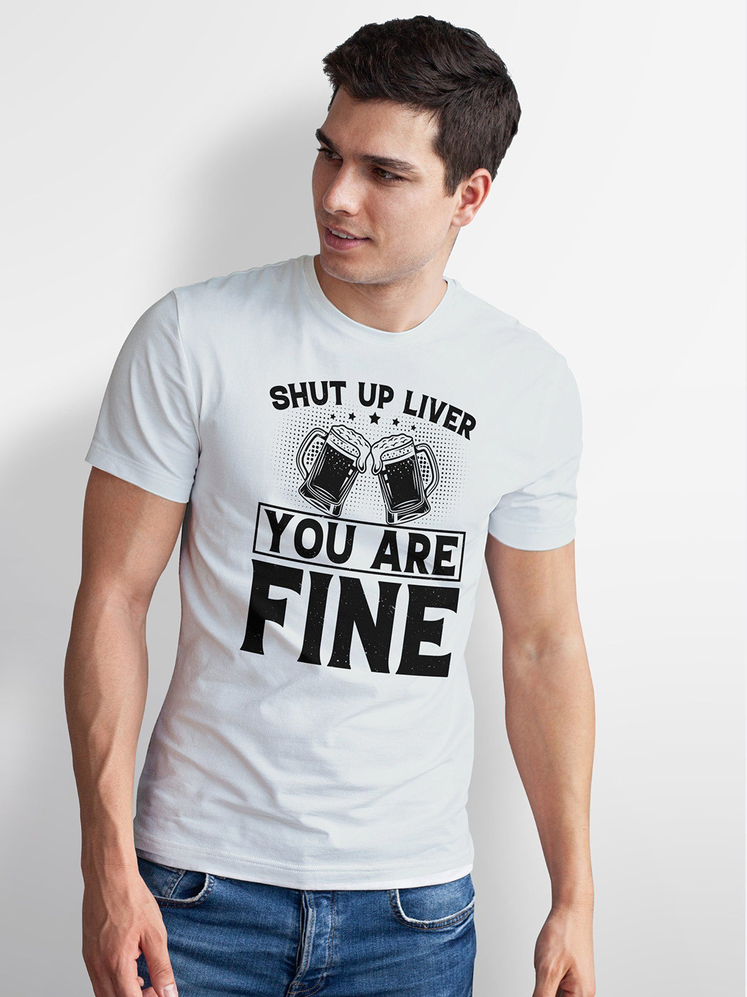 Seekbuylove Men Bio Finish Funny Beer Round Neck Pure Cotton T-shirt