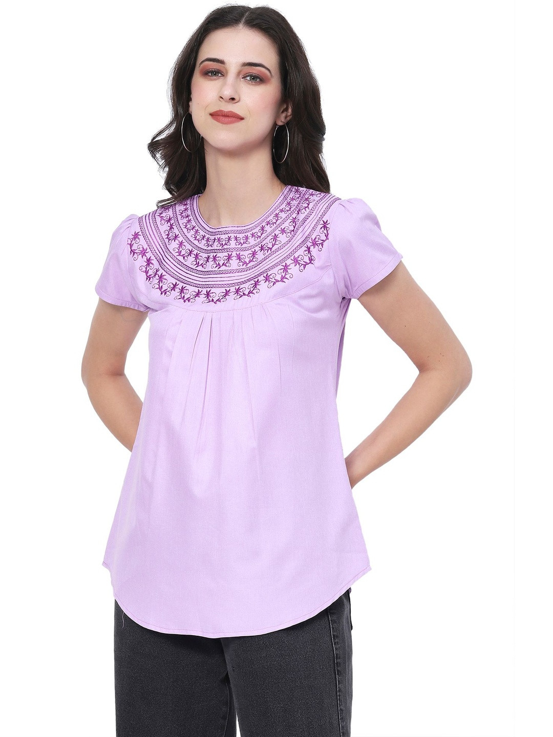 G0-4 IT Women Embroidered Round Neck Top