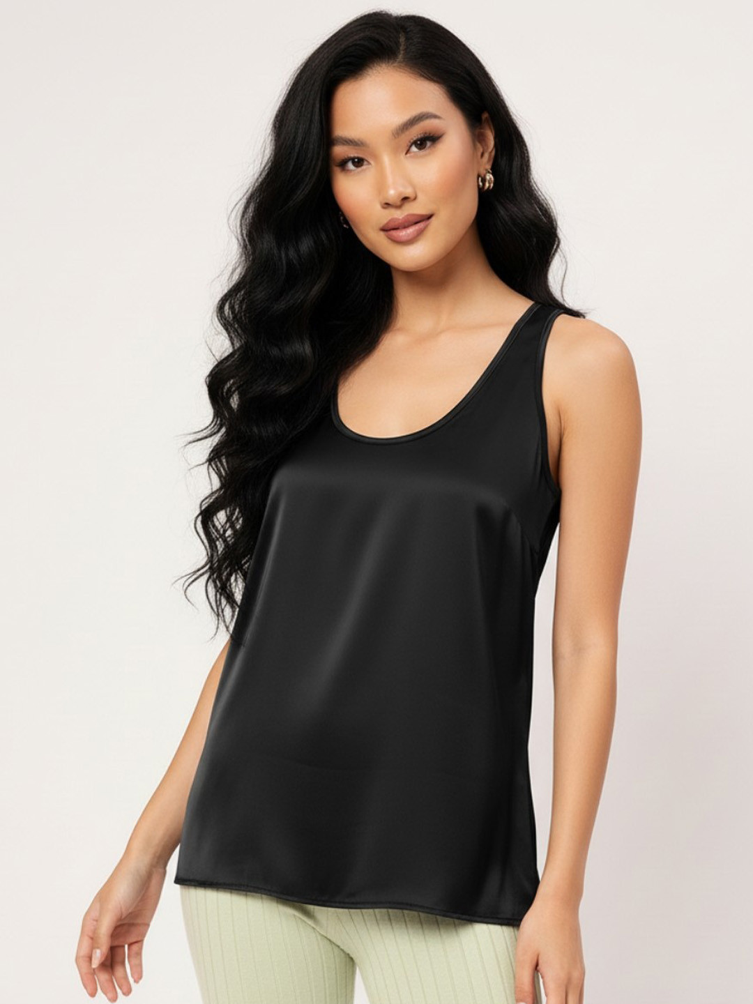 DressBerry Satin Serenity Scoop Neck Top