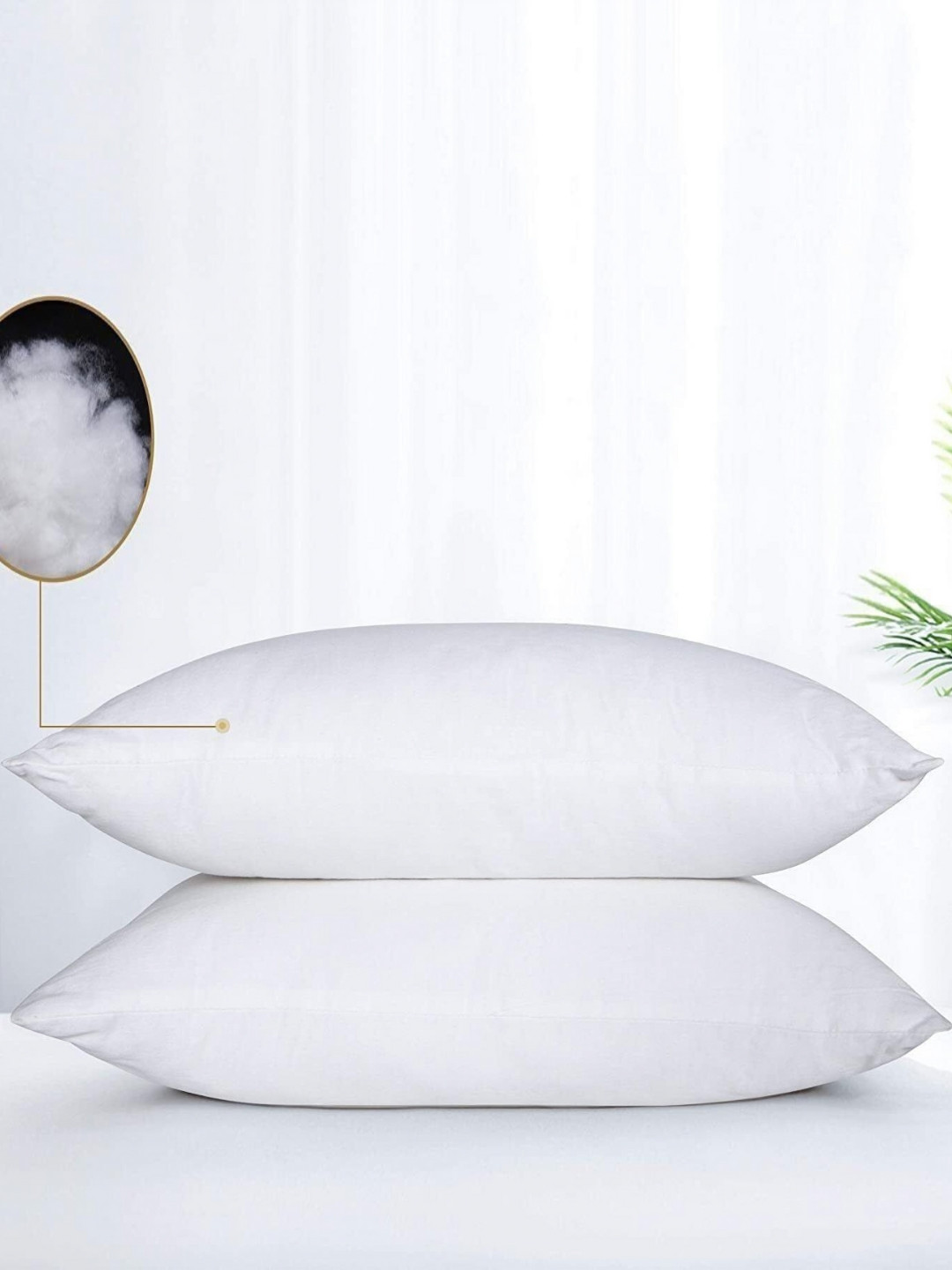 Sleepwell White 2 Pieces Fibre Filled Microfibre Rectangle Sleep Pillows