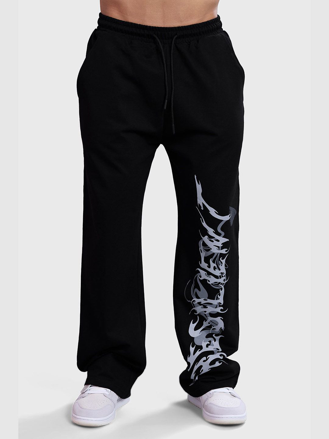 FUAARK Men Printed Ressiliant Straight Oversized Cotton Track Pants