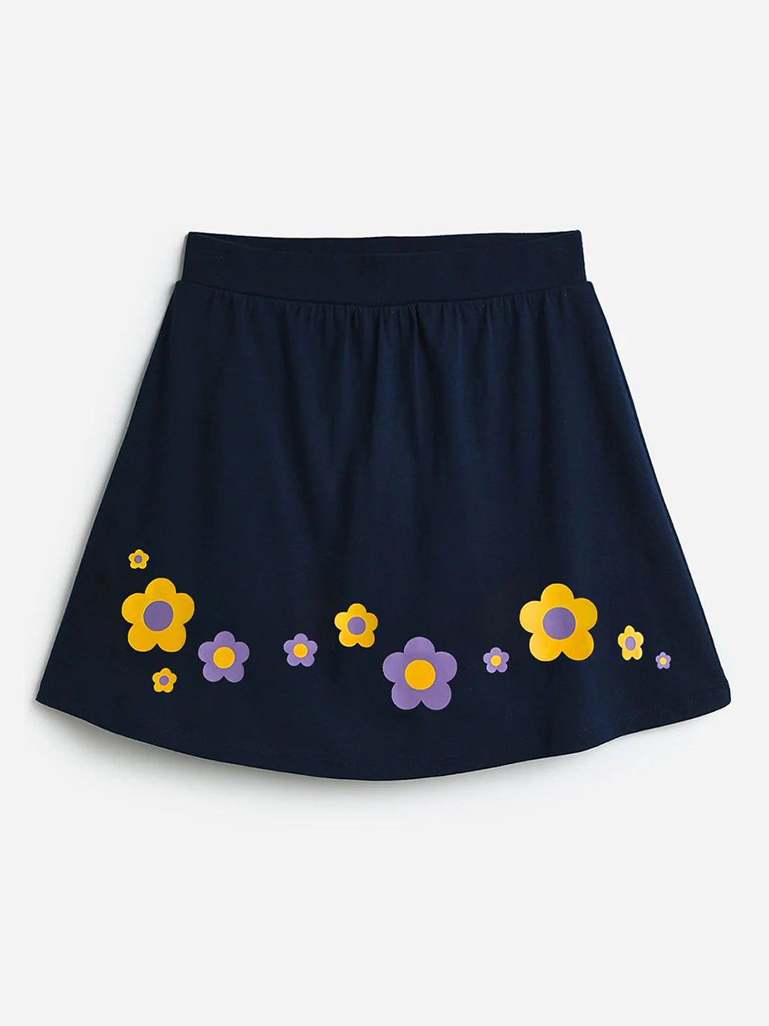 mackly Girls Floral Printed Slip-On A-Line Mini Skirt
