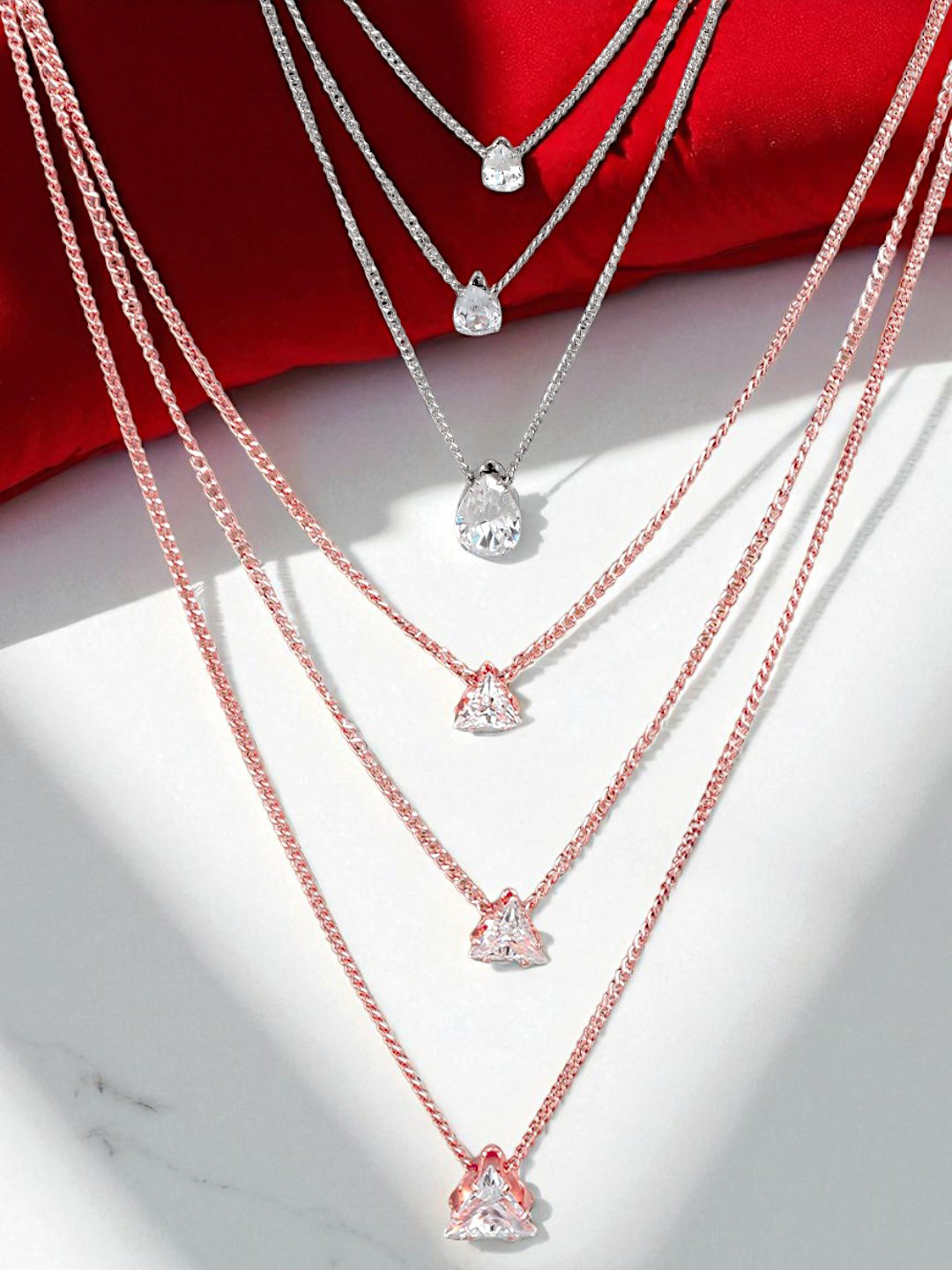 Kord Store Silver-Toned & Rose Gold Rose Gold-Plated Layered Necklace