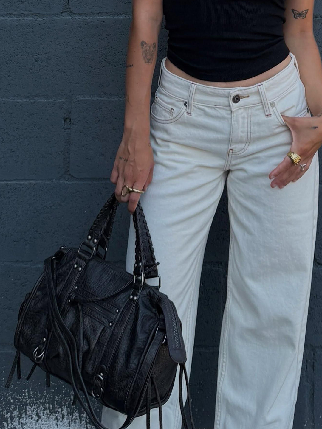 Bershka Worn-effect Bowling Bag With Straps