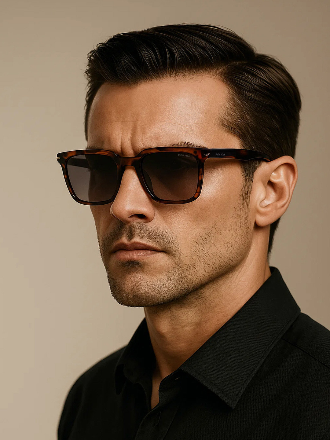 Police Men Square Sunglasses With UV Protected Lens SPLL80K52836SG