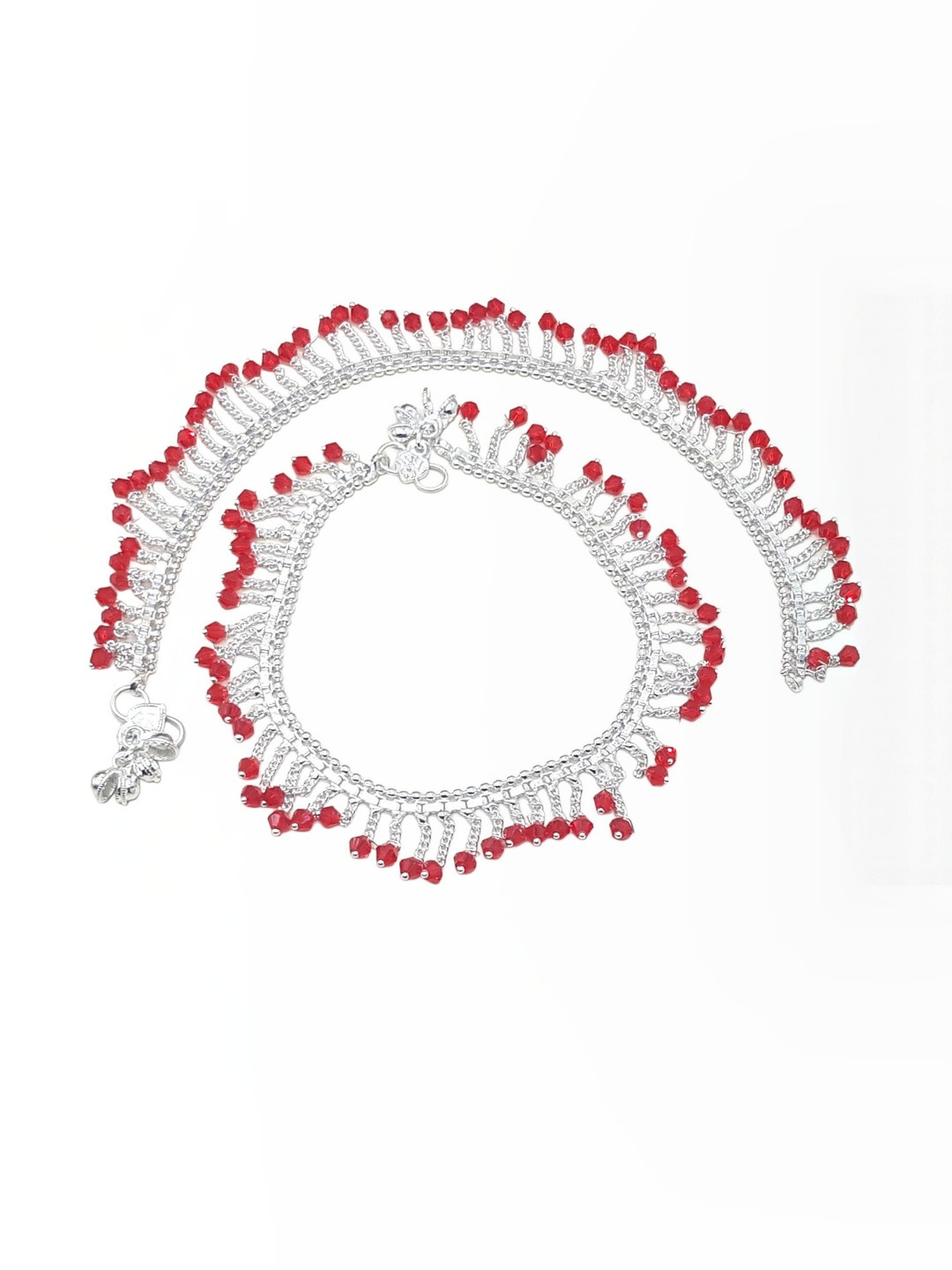 BR Ornaments Women Silver-Plated Artificial Stones and Beads Ethnic Anklet
