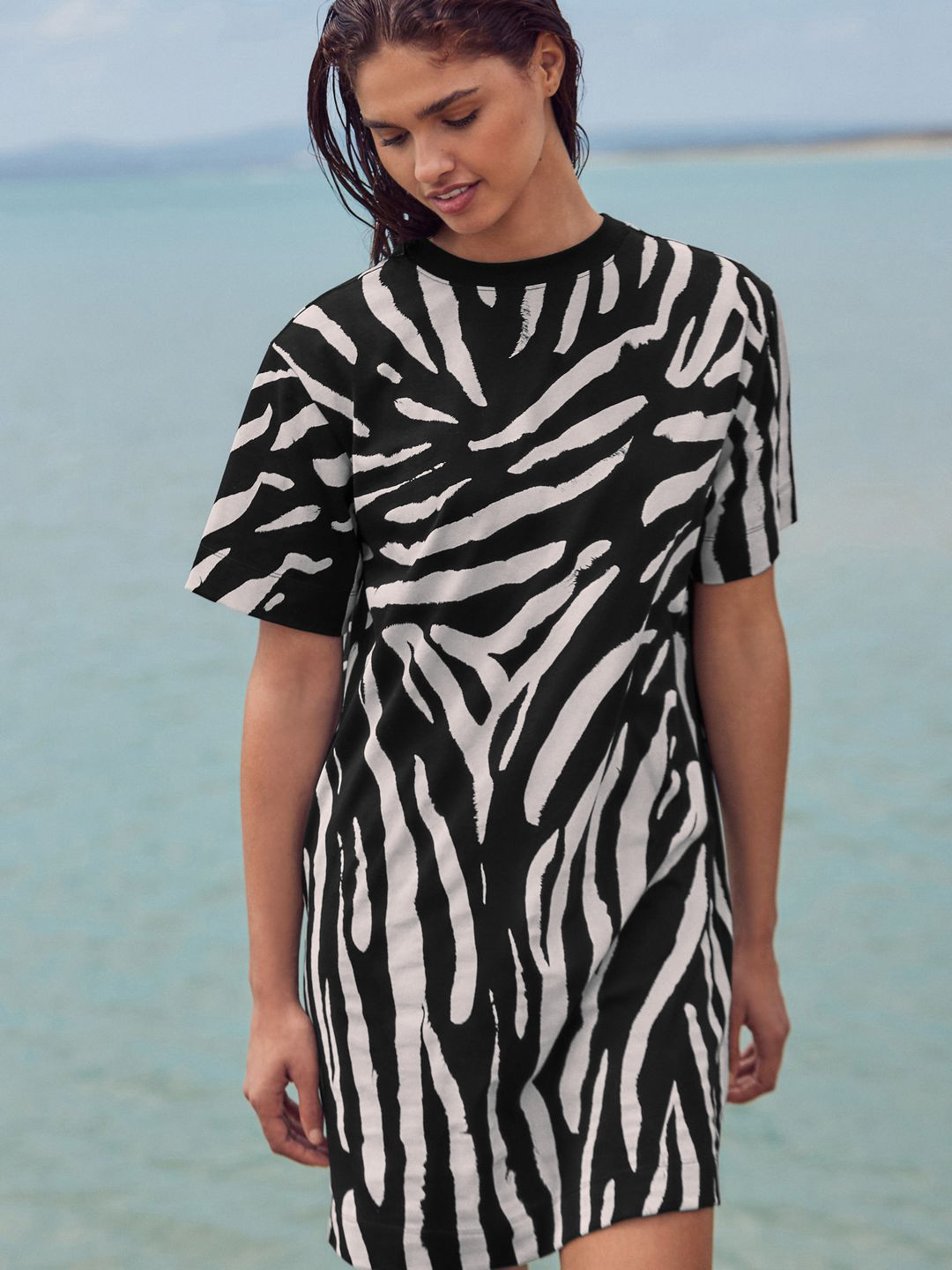 NEXT Animal Print Pure Cotton T-shirt Dress