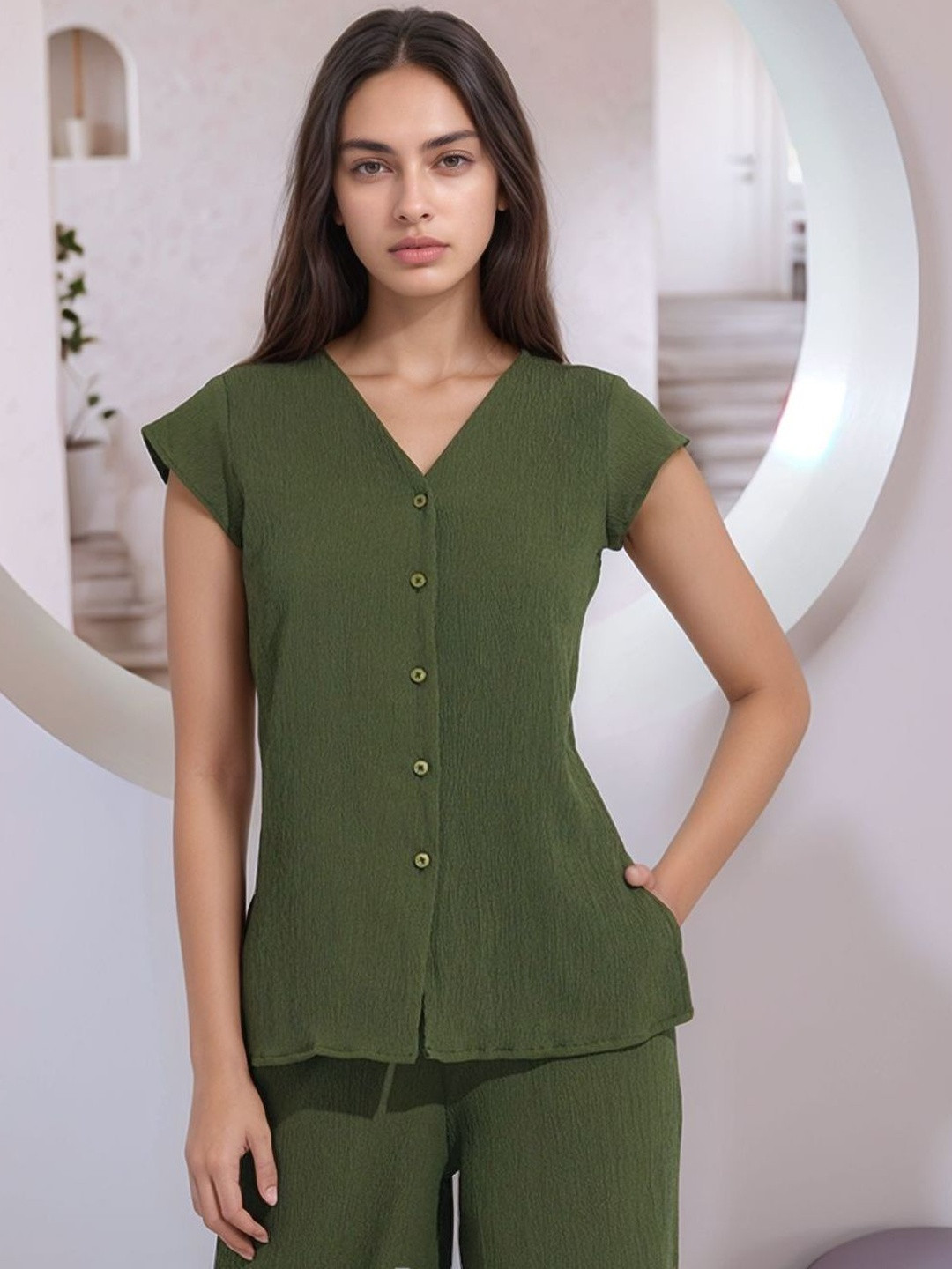 all about you Women V-Neck Short Sleeves Vest Top