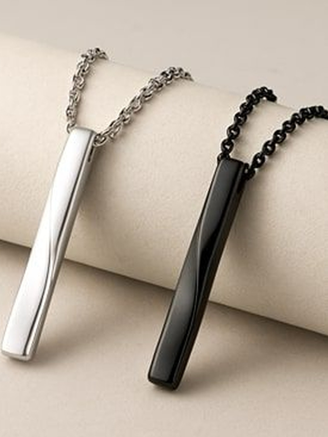 NAKSHATRA JUNCTION Unisex Pack of 2 Rectangular Pendant & Chain