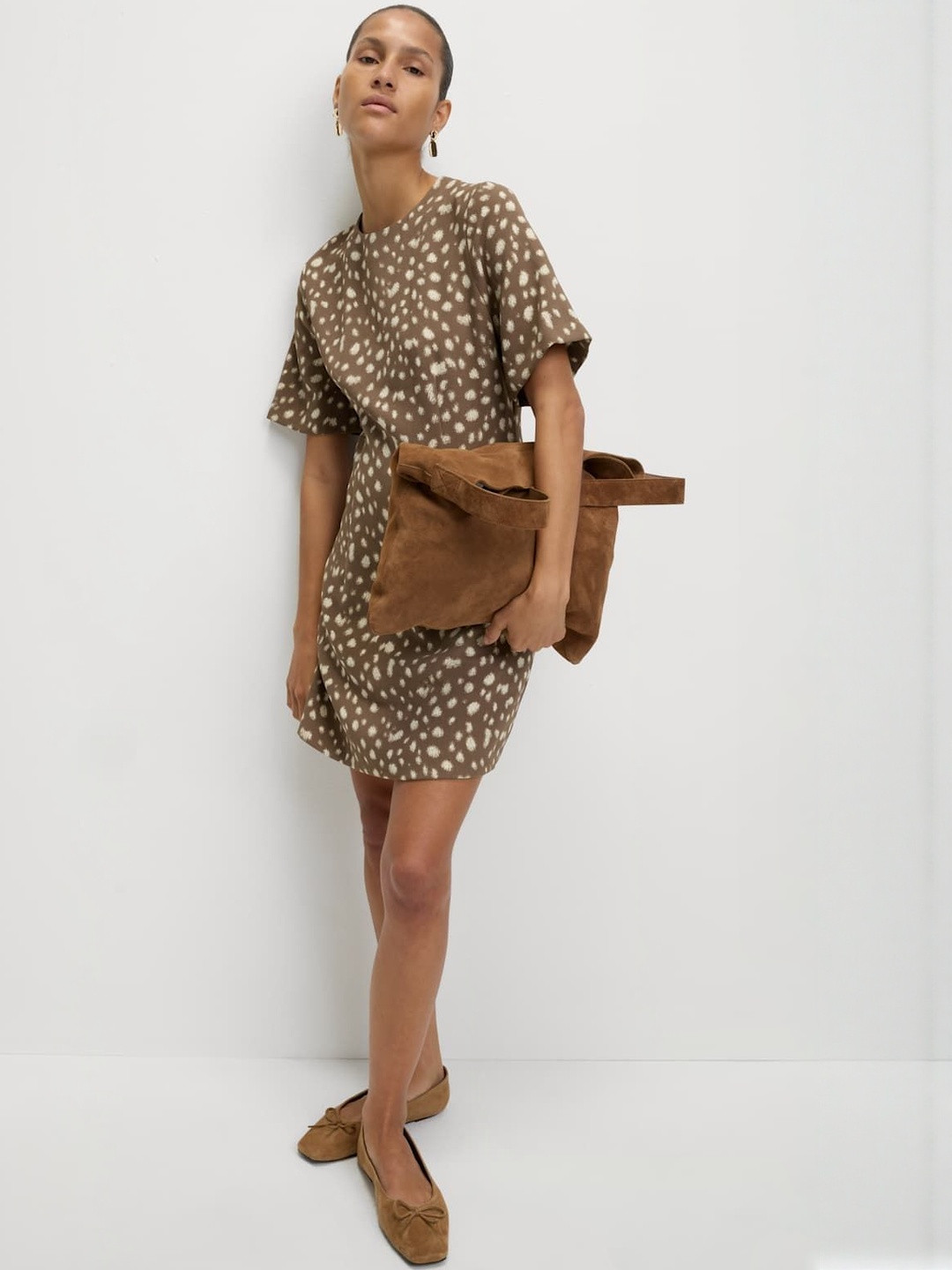 Marks & Spencer Women Round Neck Animal Print Shift Dress