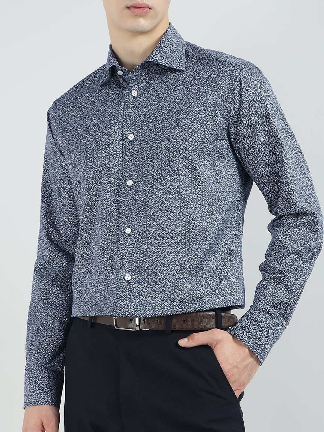 Eton Men Slim Fit Ethnic Motifs Printed Spread Collar Pure Cotton Formal Shirt