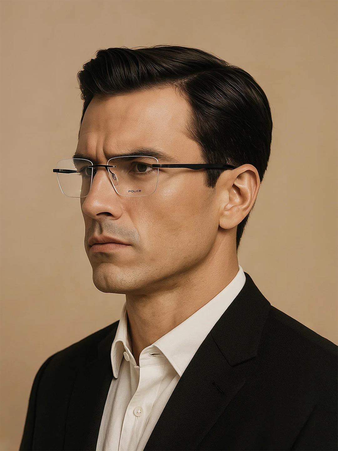 Police Unisex Rimless Rectangle Frames