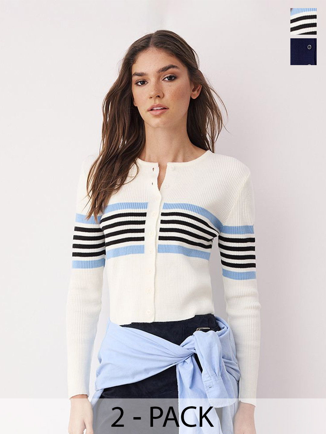 Trendyol Pack Of 2 Striped Cardigan Sweaters