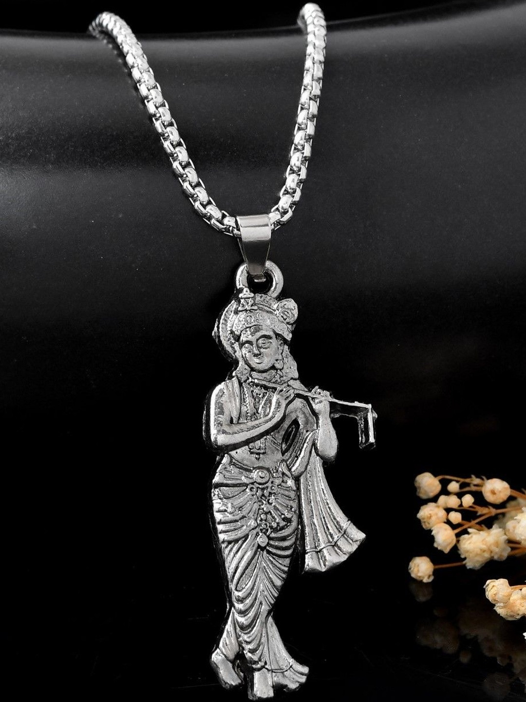 P. R. PRINTS Lord Krishna Silver-Plated Lord Krishna Pendants with Chains