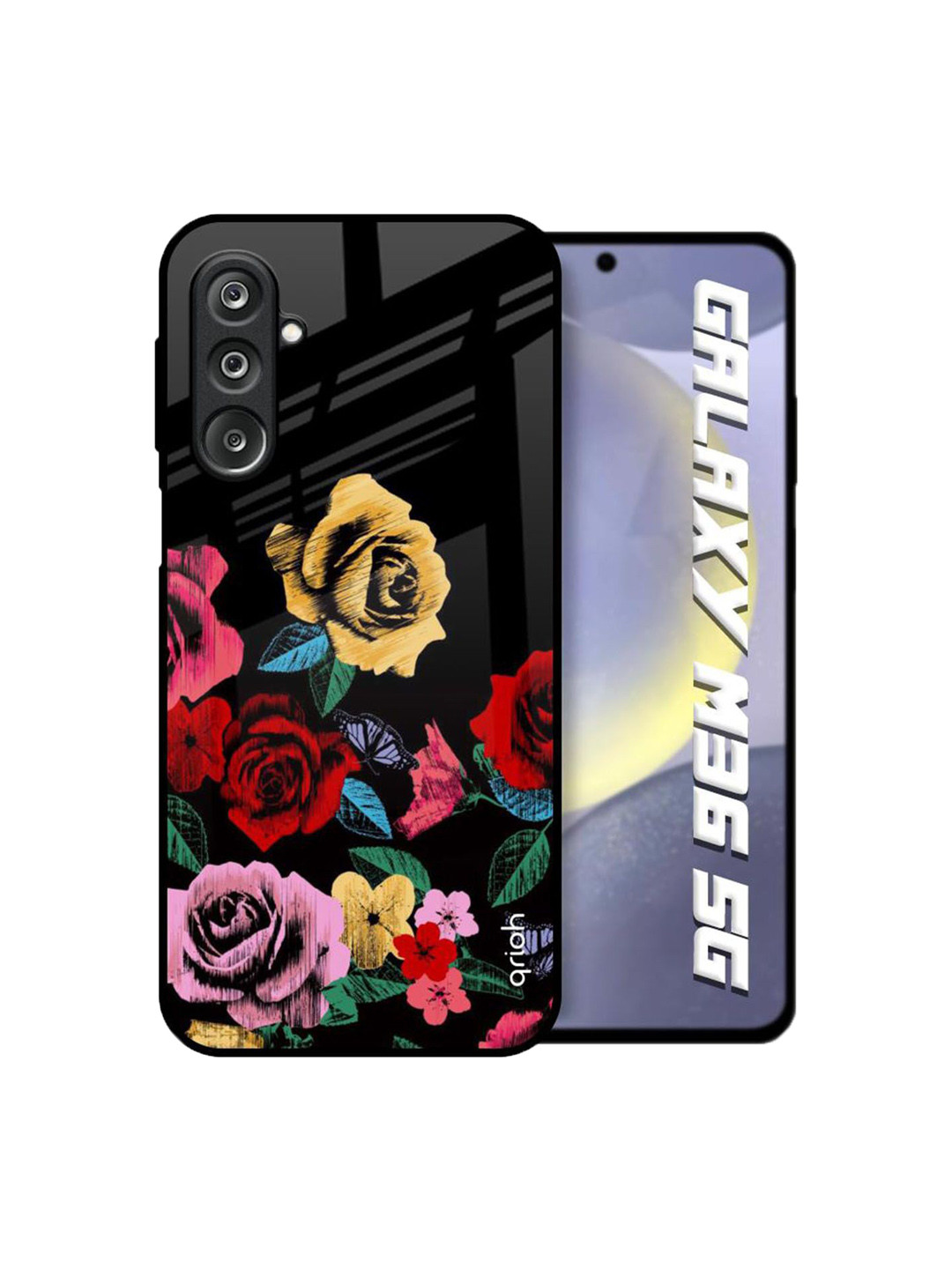 QRIOH Floral Decorative Glass Printed Samsung Galaxy M36 5G Silicone Back Case