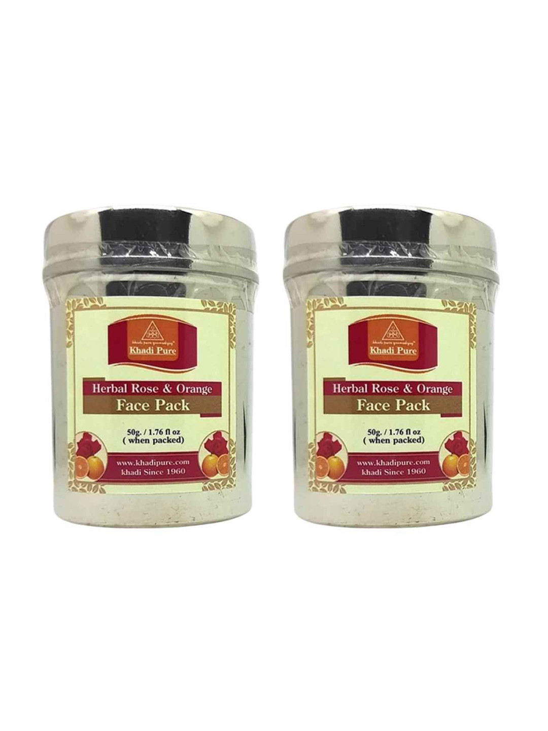 Khadi Pure Set Of 2 Herbal Rose & Orange Face Pack For Skin Nourishment - 50 g Each