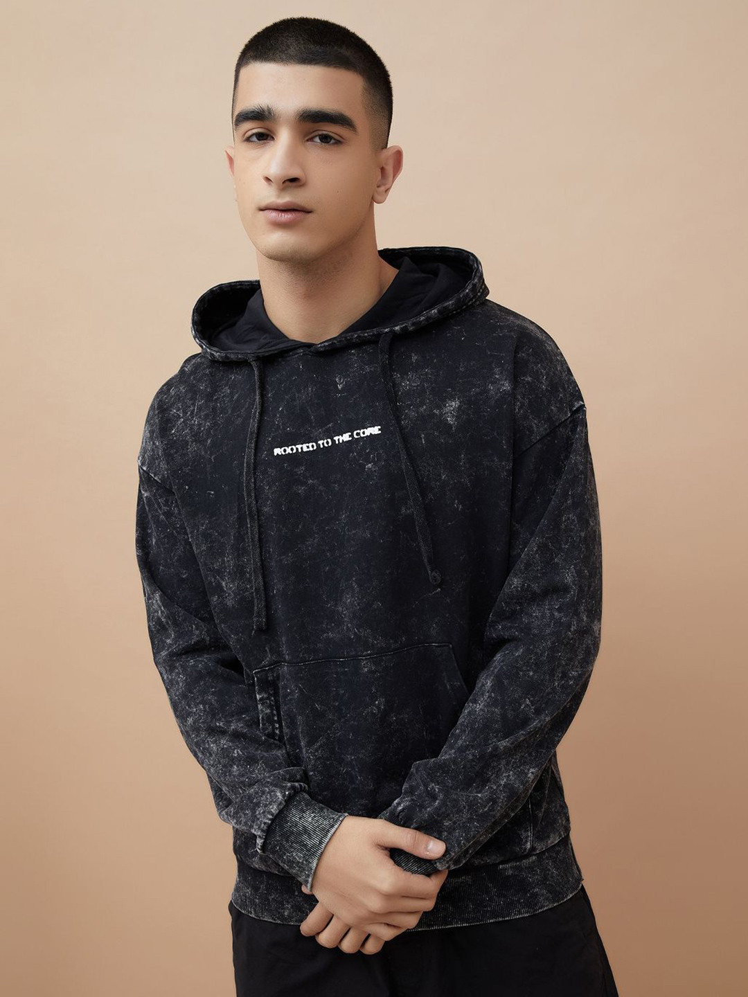 Forca by Lifestyle Men Solid Hooded Sweatshirt