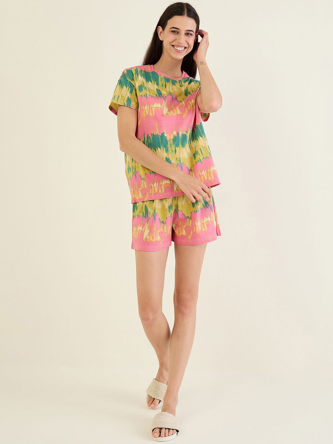 Sweet Dreams Women Tie and Dye Printed Pure Cotton Night suit