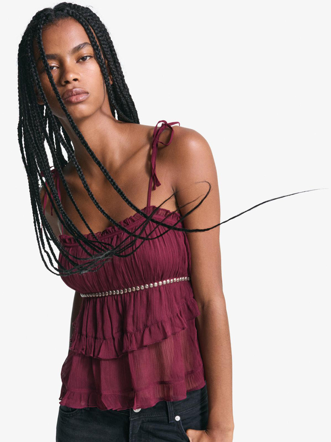 Bershka Rustic Strappy Top With Studs