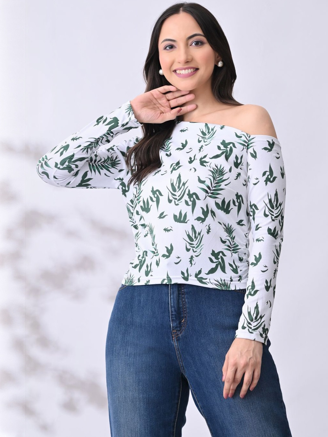 IIUGA Women's Printed One Shoulder Regular Top