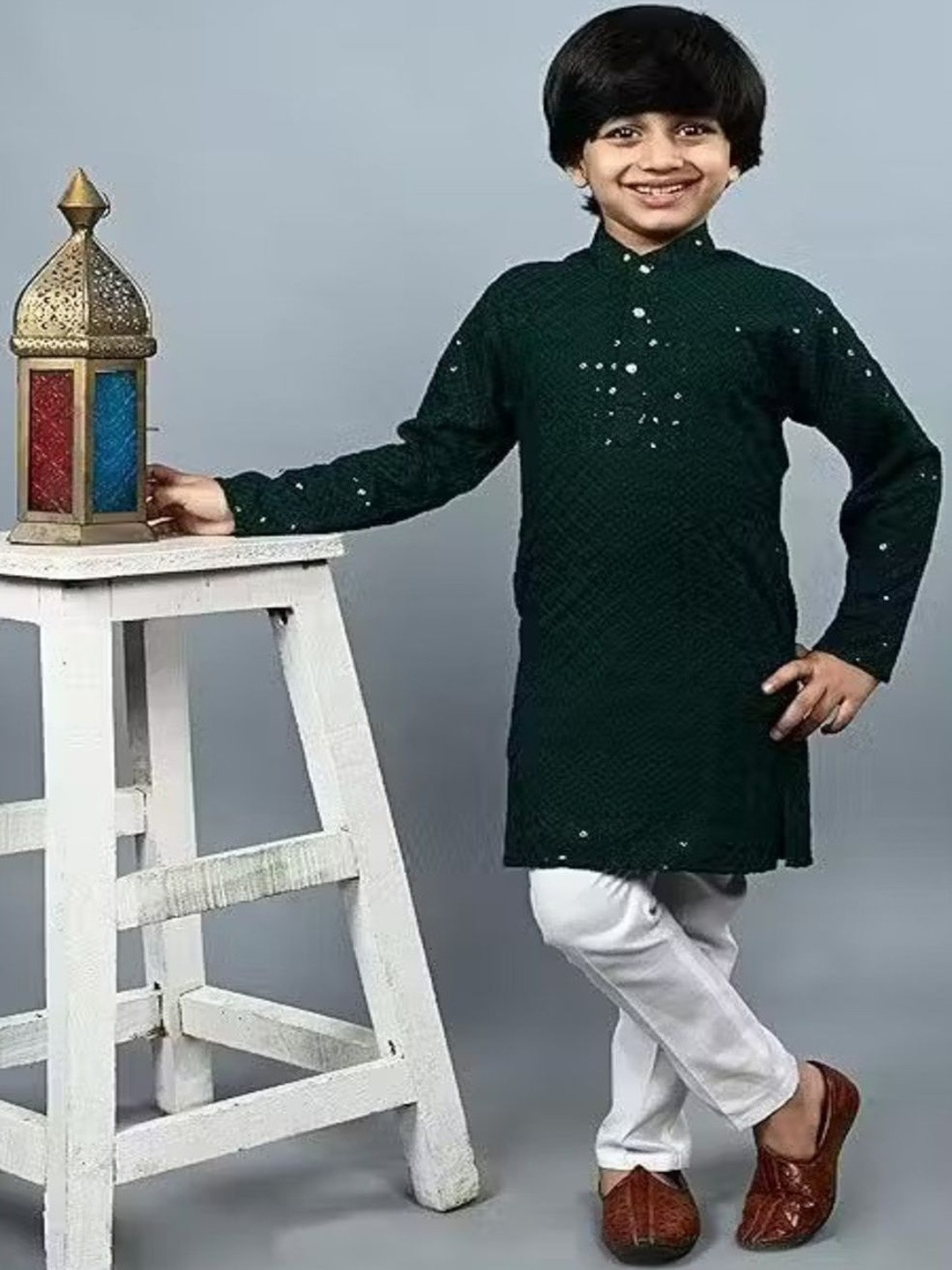 LABELZERO Unisex Kids Ethnic Motifs Regular Kurta with Pyjamas