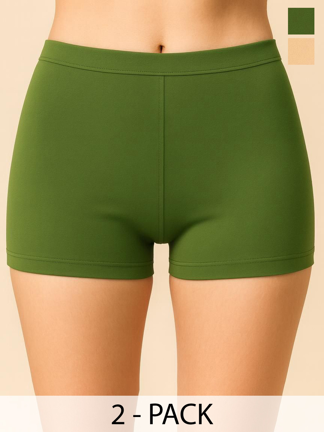 CKARFE Women Pack Of 2 High Solid Mid-Rise Boy Shorts