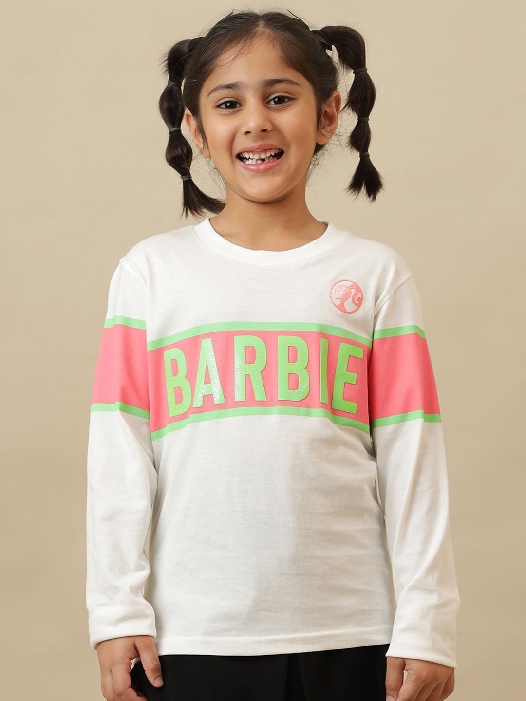 Kids Ville Girls Barbie Solid Round Neck T-shirt