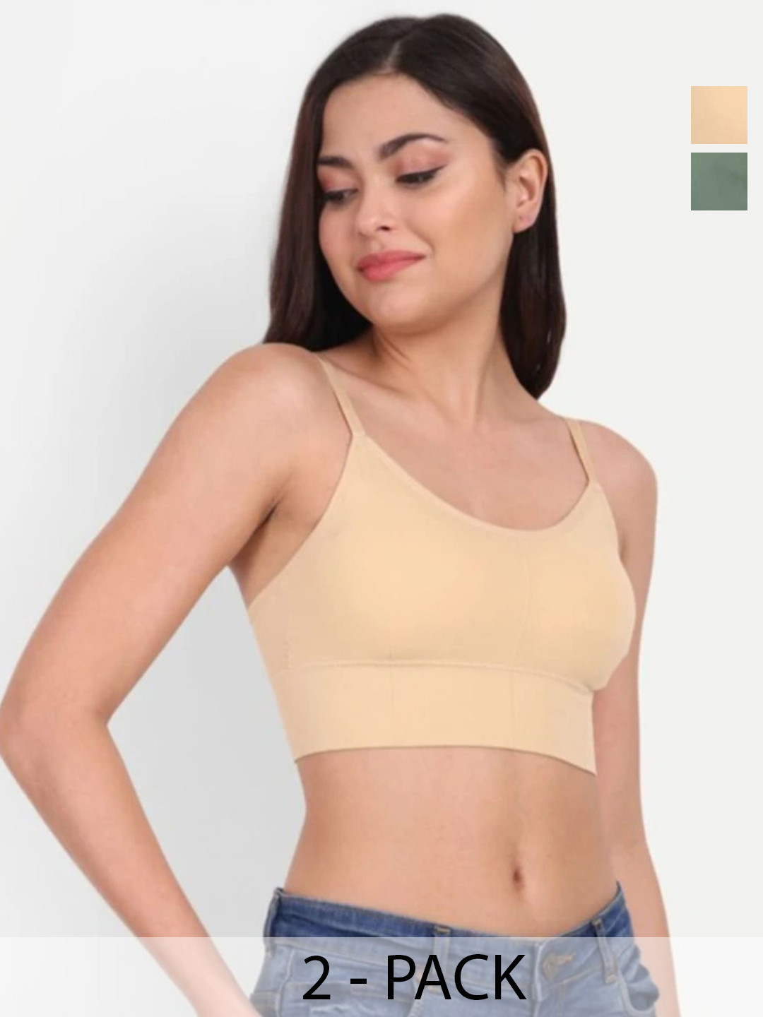 FEISEDY Pack of 2 Cut and Sew Full Coverage Lightly Padded Bra