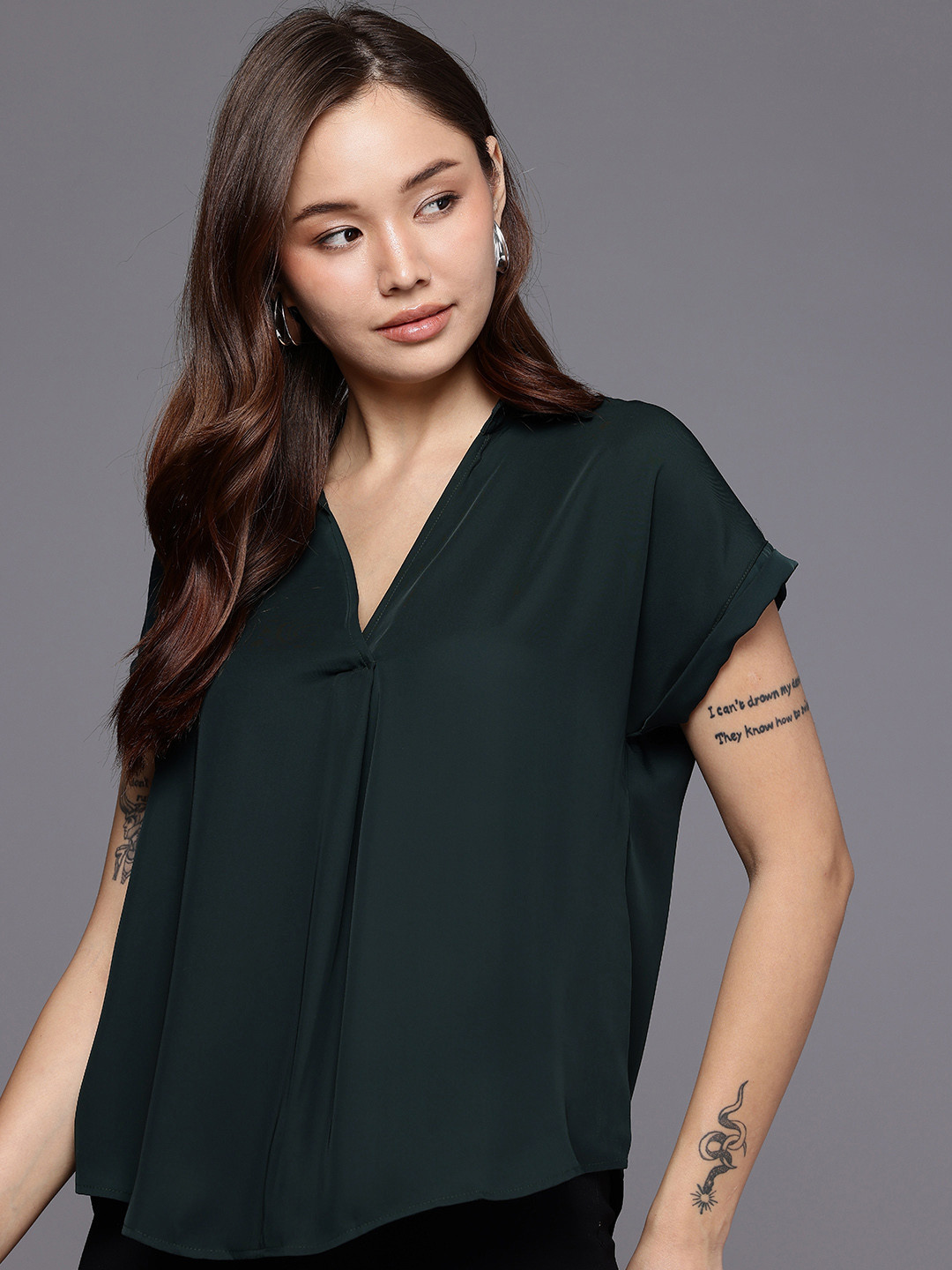 Allen Solly Shirt Collar Extended Sleeves Regular Top