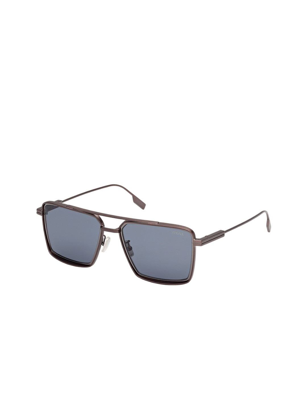 Ermenegildo Zegna Men Blue Lens & GunmetalToned Aviator Sunglasses  with UV Protected Lens